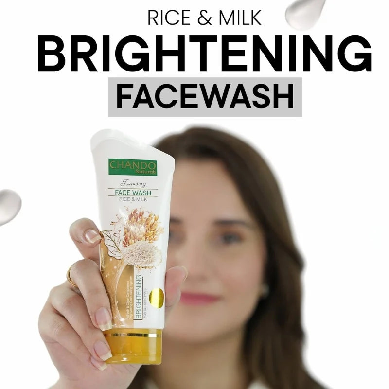 Face Wash | Chando Rice & Milk Brightening Face Wash 100ml Gentle Cleanser for Radiant Glowing Skin