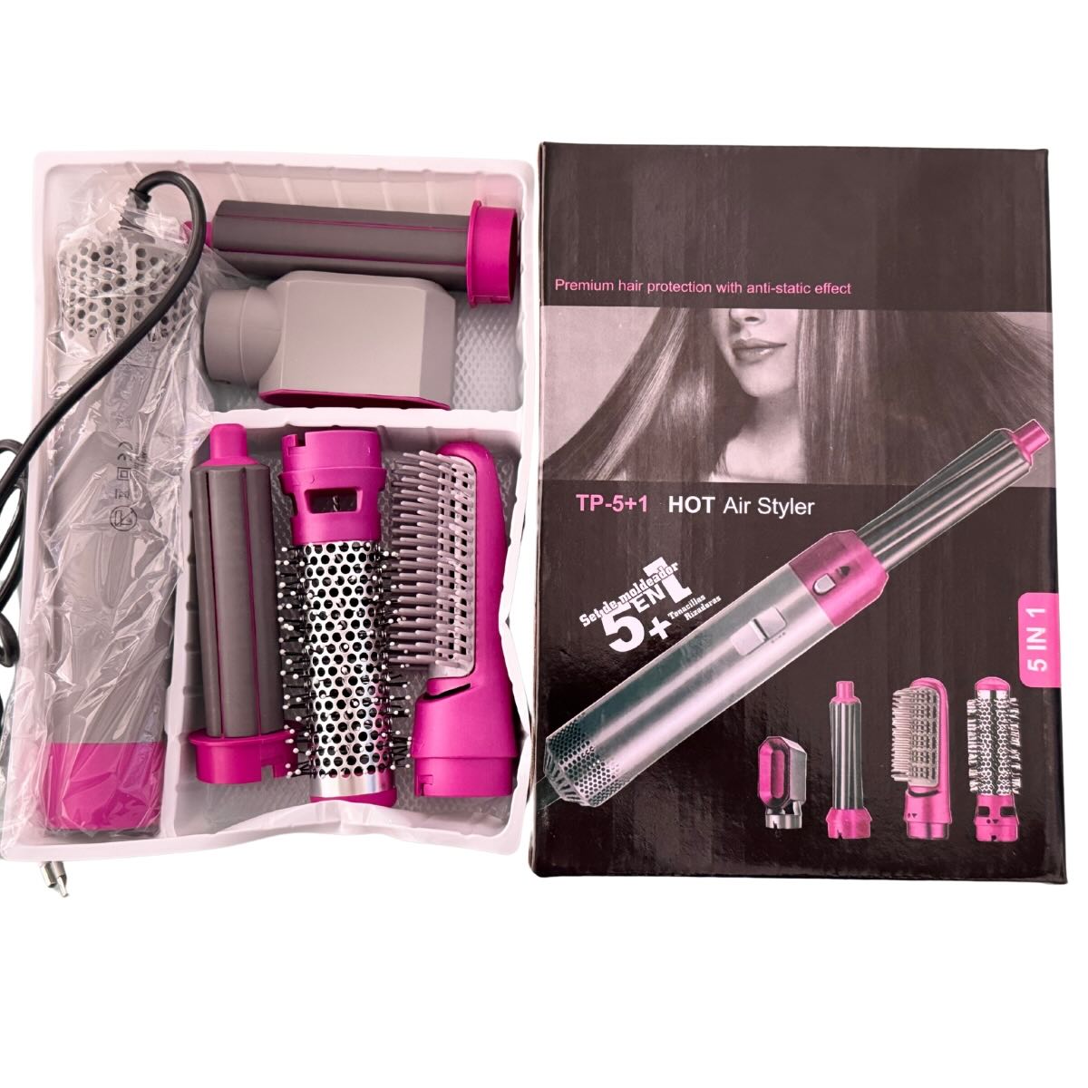 5-in-1 Electric Hair Dryer Brush Kit | Blow Dryer, Straightener, Curler & Volumizer Styling Tool