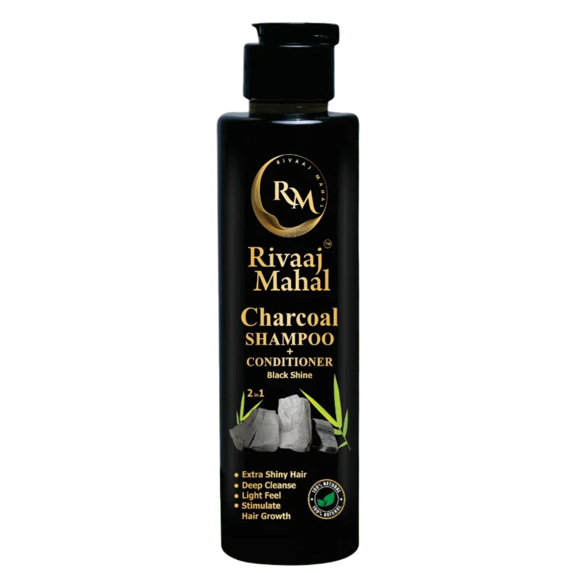 Rivaaj Mahal Charcoal Shampoo + Conditioner 2-in-1 | Black Shine Formula