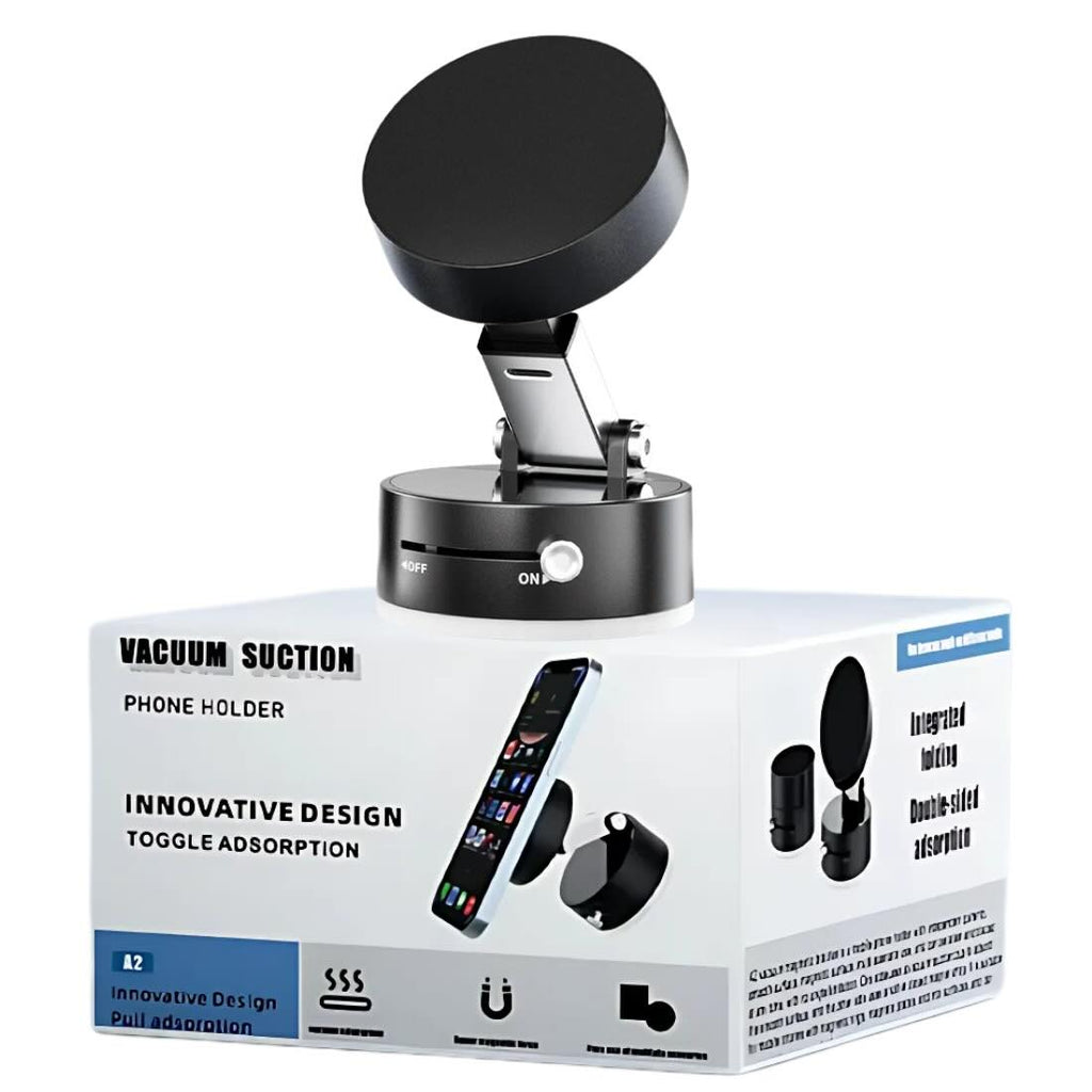 Magnetic Wireless Phone Holder with Foldable Suction Grip for Secure Mounting