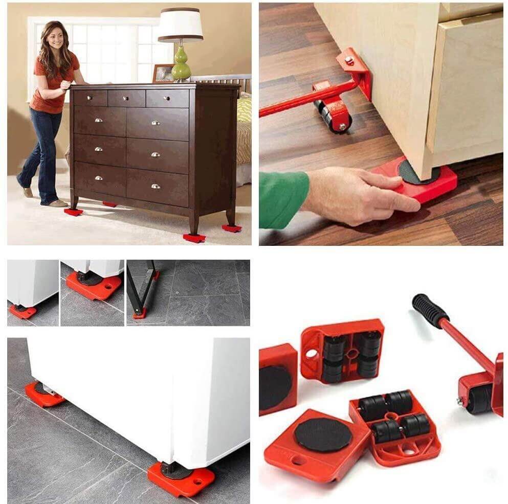 5-in-1 Heavy Furniture Mover Tool Set with Lifter & 360° Rollers