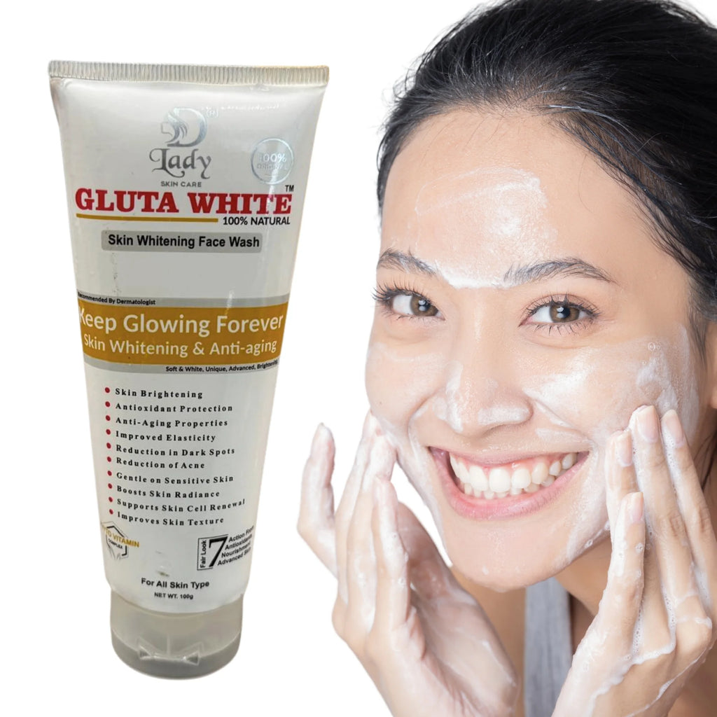 Gluta White Skin Whitening Face Wash | 7-in-1 Brightening & Anti-Aging Formula