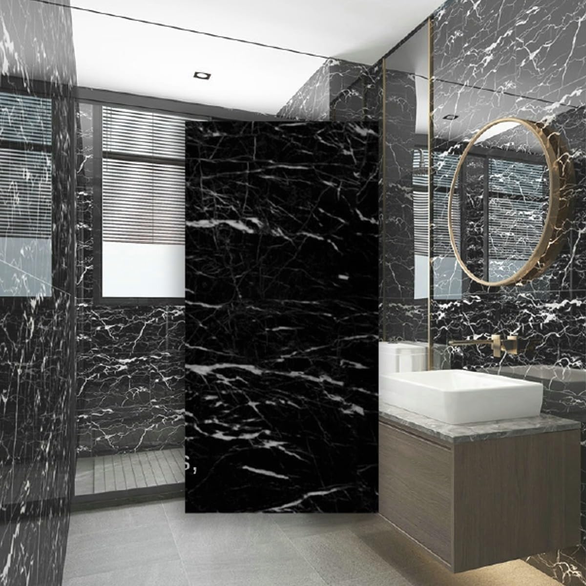 Black & White | Marble Sheet Sticker 60x200cm | Waterproof Self-Adhesive PVC Wallpaper for Furniture Walls