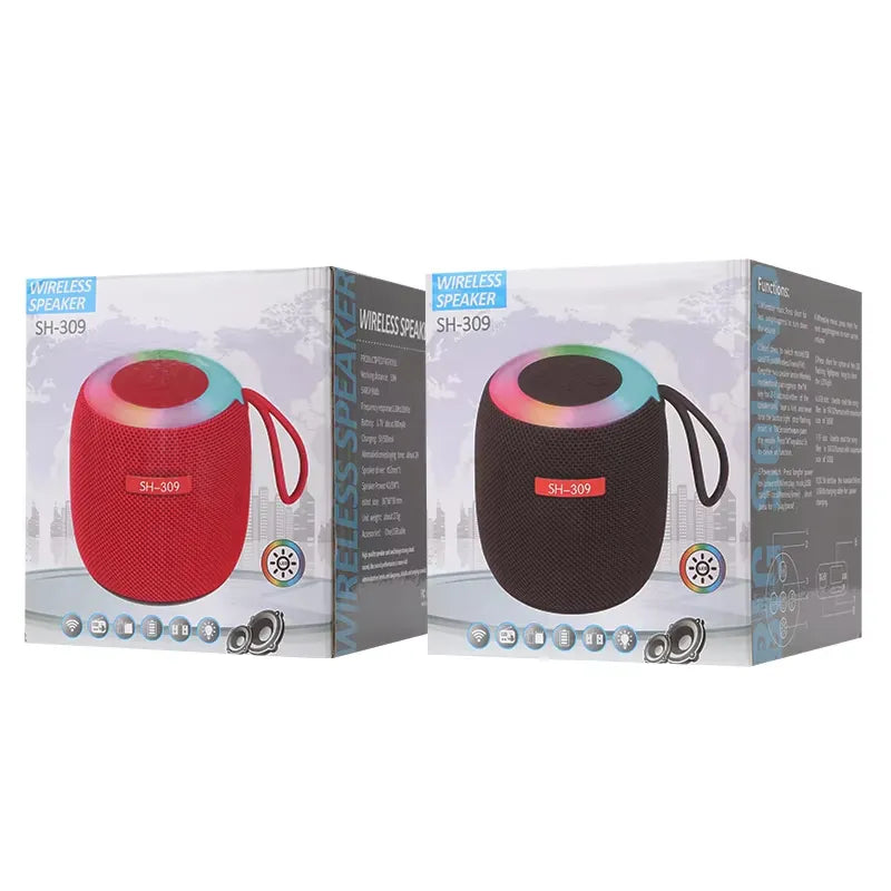 SH-309 Mini Wireless Bluetooth Speaker | Portable Outdoor Speaker | RGB Night Light | 5W Powerful Sound | BT 5.3 | Battery Powered | Random Colors