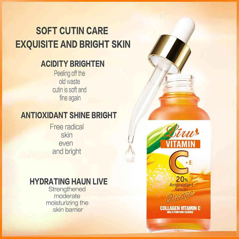 Liru Collagen Vitamin C Serum Orange 30ml Brightening Anti-Aging Face Serum for Glowing Skin