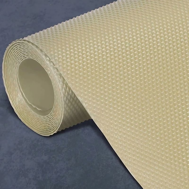 Anti-Slip Fridge & Shelf Mat | Waterproof Washable Liner for Kitchen Drawers Cabinets | Beige
