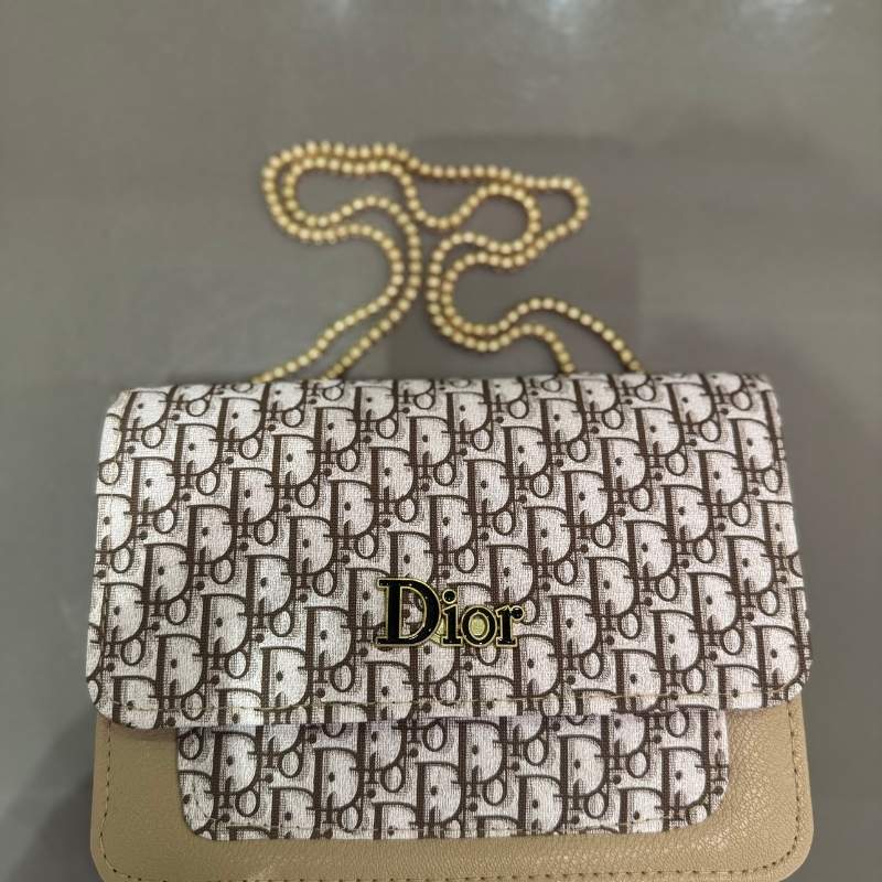 Beige | Dior Oblique Canvas & Leather Flap Clutch | Luxury Designer Handbag for Women
