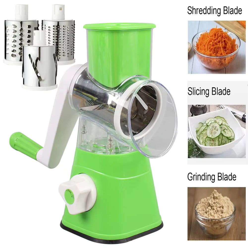 Multi-Functional Tabletop Drum Grater Manual Vegetable Cutter Slicer and Grater for Kitchen