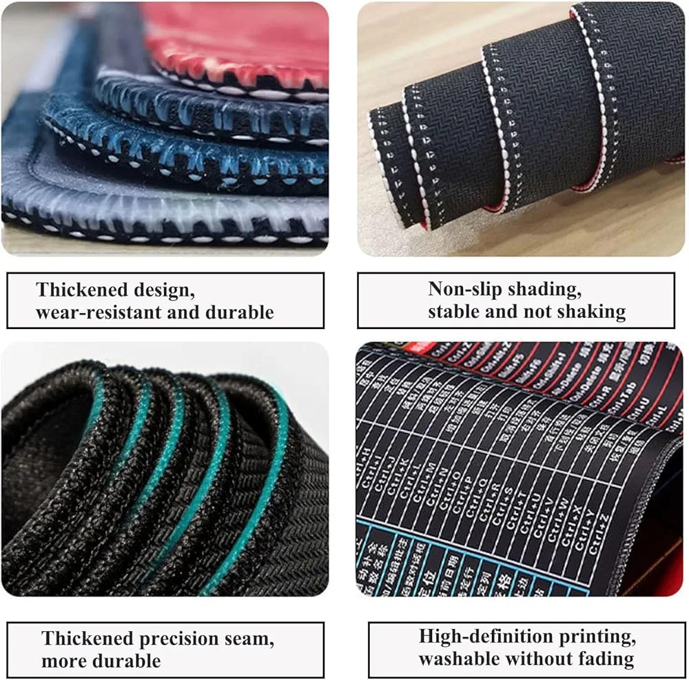 Large Excel Shortcut Keyboard Mouse Pad & Desk Mat 30×80cm | Extended Non-Slip Office Table Mat for Work Study Gaming